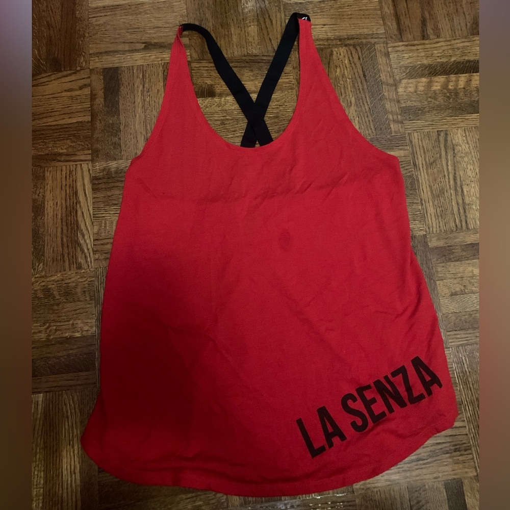 **2 for $20**🛍️ La Senza Red and Black Tank Top with Text on Straps Large